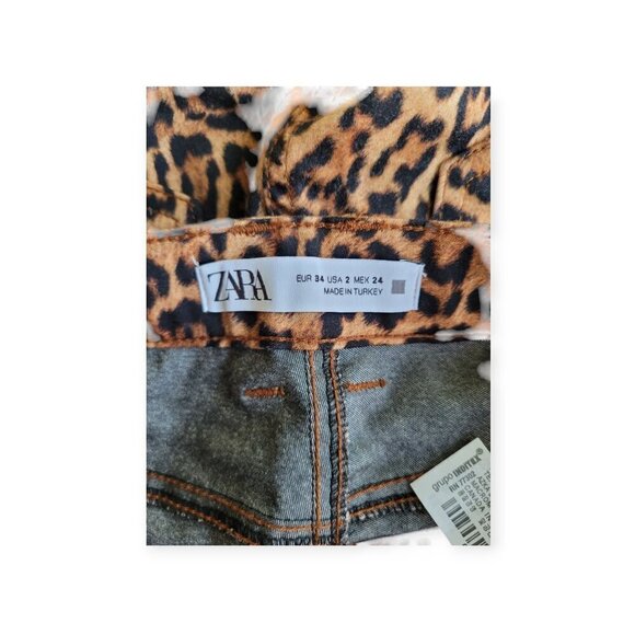 ZARA Leopard Print Stretchy Pants Size 2 Trendy Animal Print Stretch Trousers - Picture 4 of 10